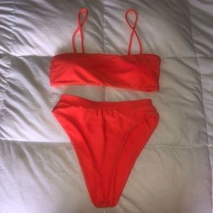 Bright Orange Shein High Waisted Bikini Set